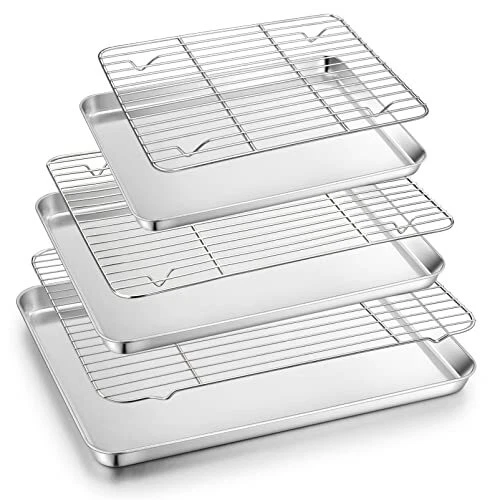 Baking Sheet and Cooling Rack Set (3 Pans+3 Racks), Stainless Steel Rust Resist
Opens in a new windo