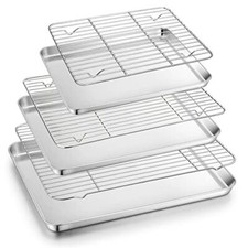 Baking Sheet and Cooling Rack Set 3 Pans 3 Racks , Stainless Steel Rust Resist