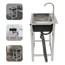 Commercial Sigle Bowl Sink Utility Sink Free Standing  Kitchen Sink with/Faucet