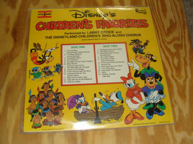 VINYL RECORD DISNEYLAND WALT DISNEY'S CHILDREN'S FAVORITES VOLUME