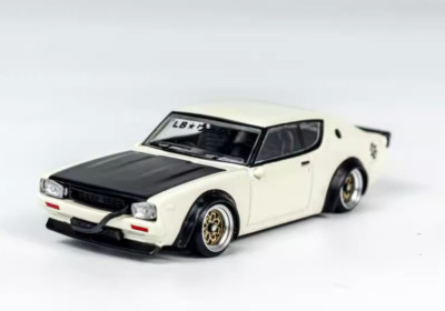 AL DM 1:64 White Skyline Kenmeri LB C110 Coupe Sport Model Diecast Metal Car