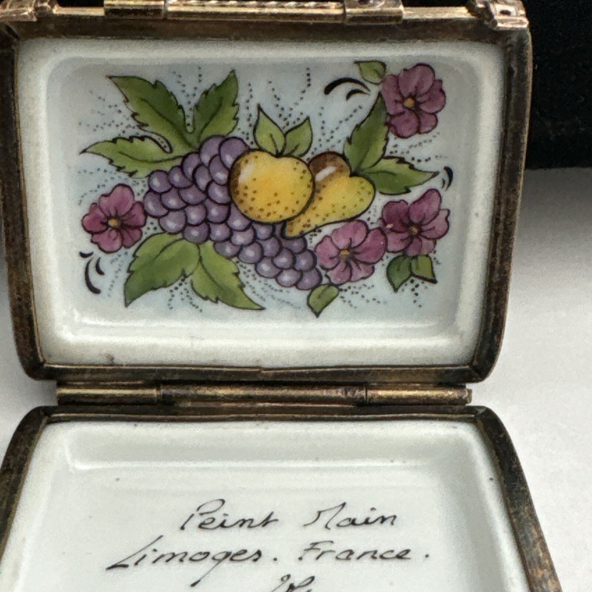 Limoges France Peint Main Black And Green Tiny Suitcase Travel