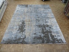 12'1 x 15'2 Hand Knotted Brown & Gray Modern Abstract Oriental Rug G8195