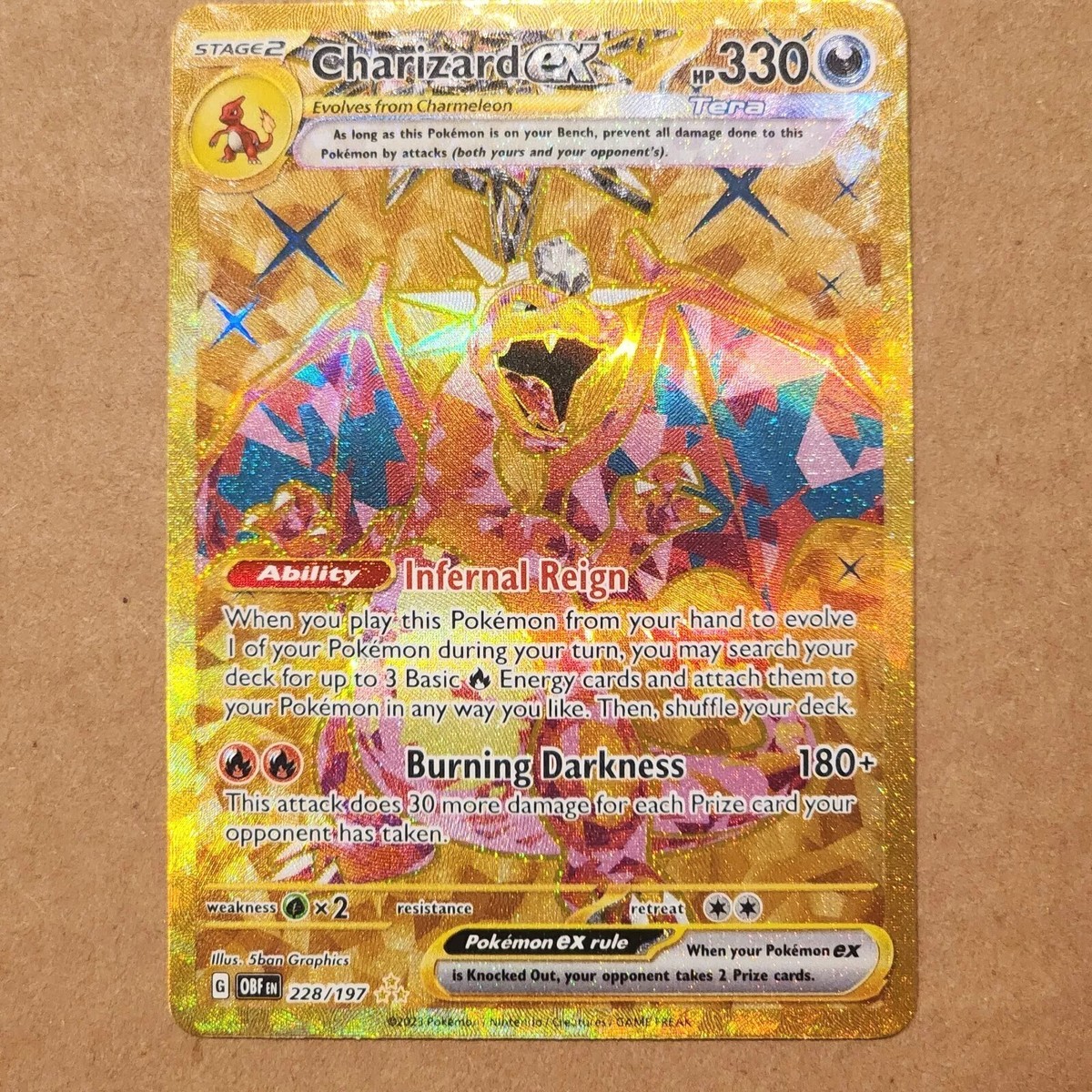 Charizard ex 228/197 Secret Gold Rare Pokémon TCG Obsidian