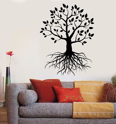 Vinyl Wall Decal Tree Roots Nature Forest Branches Foliage Stickers ...