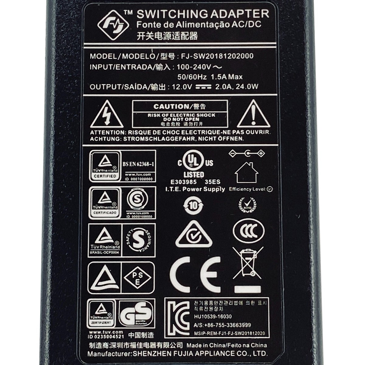 Original Shenzhen FJ-SW20181202000 Power Supply 12V 2A Switching