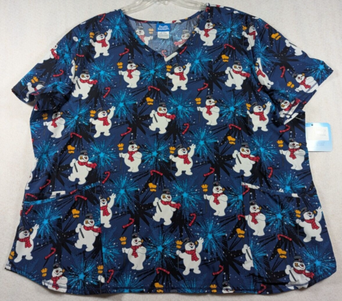 Frosty The Snowman - Women’s - Scrub / Nurse / Hospital Pocket Top - Size 3XL