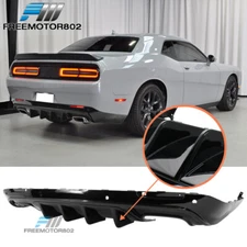 Fits 15-23 Dodge Challenger IKON V3 Style Rear Bumper Diffuser Gloss Black PP