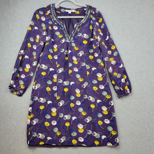 Boden Womens Dress size 6 Purple Floral Beaded Rhinestones Sequin Trim Event