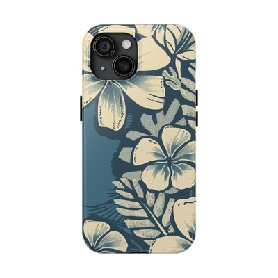 Blue Hawaiian Floral Tough iPhone 11 12 13 14 15 & Samsung Galaxy Case Covers