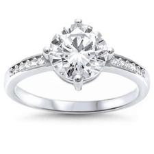 Solitaire 3.5ct Round Solitaire Cubic Zirconia .925 Sterling Silver Ring
