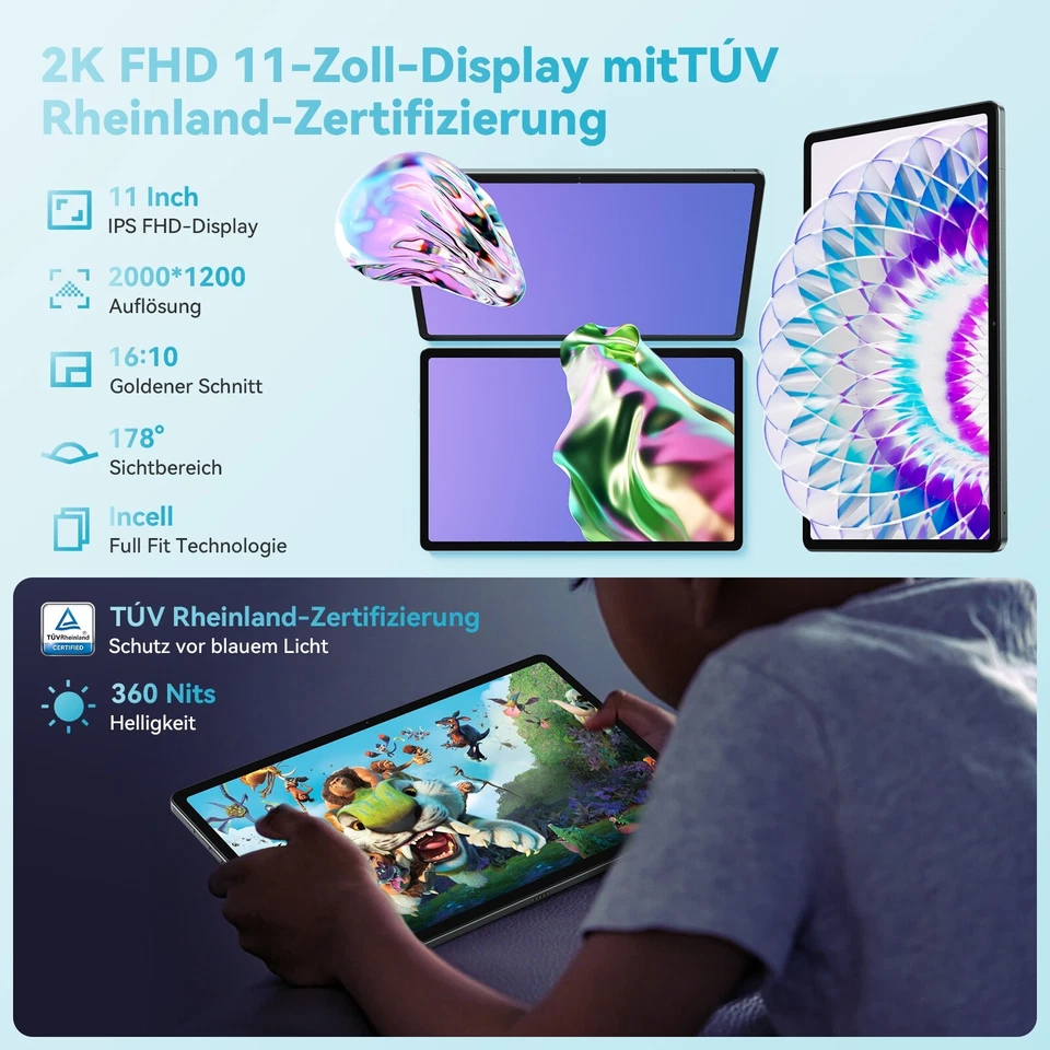 Headwolf WiFi Tablet PC 10 Zoll Android 12 16GB+128GB FHD IPS Widevine L1 4G LTE - Bild 3 von 4