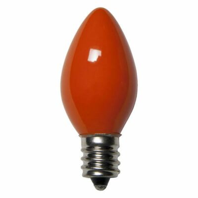 25 C7 Orange Ceramic Incandescent Christmas Light Bulbs 5 Watt E12 Base