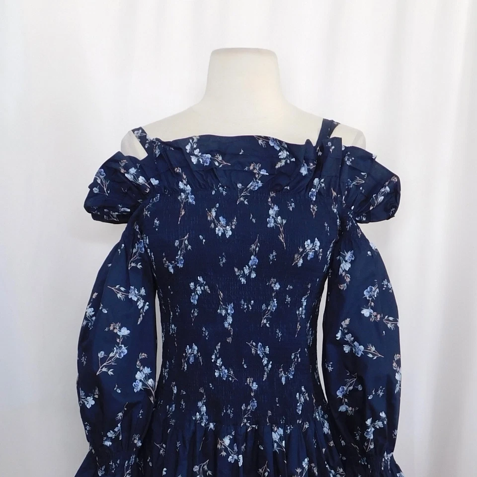 Revolve REBECCA TAYLOR Francine с плеча платье цветочный со сборками темно-синий 0 - Изображение 3 из 4