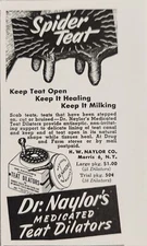 1955 Print Ad Dr Naylors Medicated Teat Dilators for Cows Morris,New York