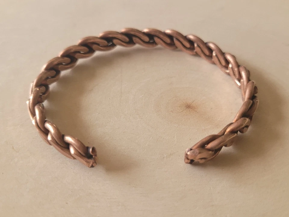 Brazalete de cobre puro sólido torsión pesada artritis terapia del dolor brazalete curativo Foto 3 de 4
