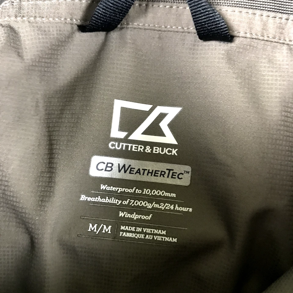 Cutter Buck Jacket Men Medium Brown CB WeatherTec Waterproof Windproof 1/2 Zip - Image 2 of 4