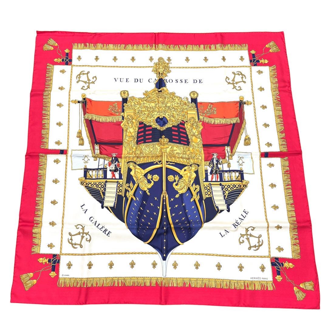 Hermes 90cm Silk Scarf Red Authentic Preowned No Box