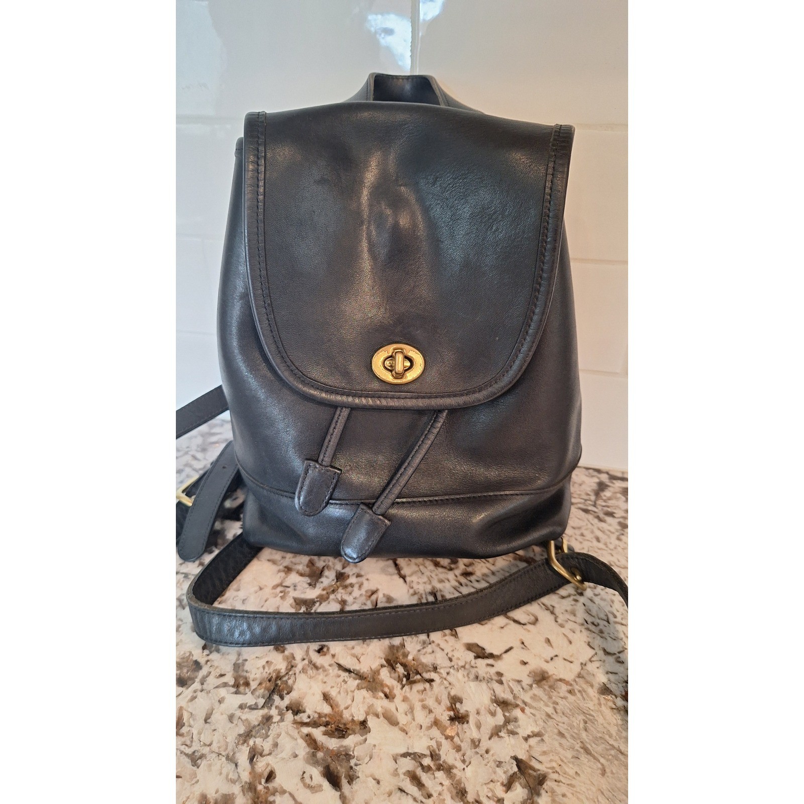 Vintage Coach 9960 Daypack Black GLOVE TANNED LEATHER Backpacks
