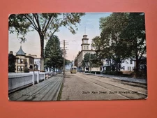 South Norwalk, CT. South Main Street  - 1910s Trolley Postcard