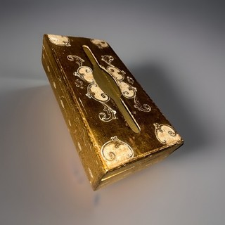 VTG Italian Florentine Gold Gilt/Cream Wood Tissue Box Hollywood Regency Style