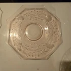 Vintage Depression Glass Pink Octagon Plate Etched Flowers