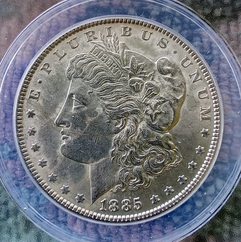 1885 P  Morgan Silver Dollar ANACS Graded MS 60 Check Photos.