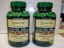 Flaxseed Oil Natural/Organic 1,000 mg Omega 3-6-9 2 Pack 120 Softgels