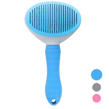 Blue Self-Cleaning Pet Hair Removal Comb for Dogs  Cats 1PC