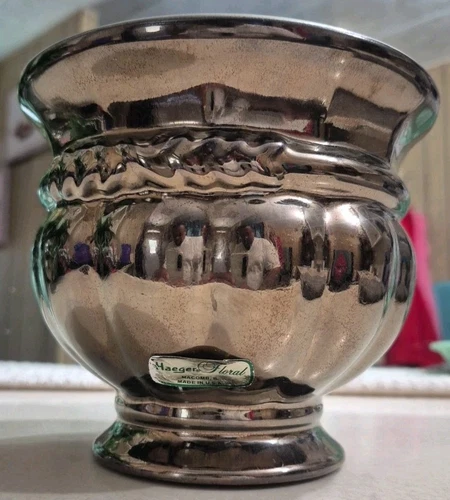 Vintage Haeger Floral Bronze  Flower Vase