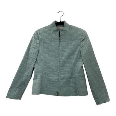 Zanella Women's Textured Mock Neck Zip Up Blazer Jacket Made in Italy Size 6