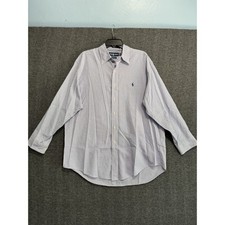 Ralph Lauren Polo Button Down Striped Shirt Yarmouth 16.5 32/33 Blue White Pink