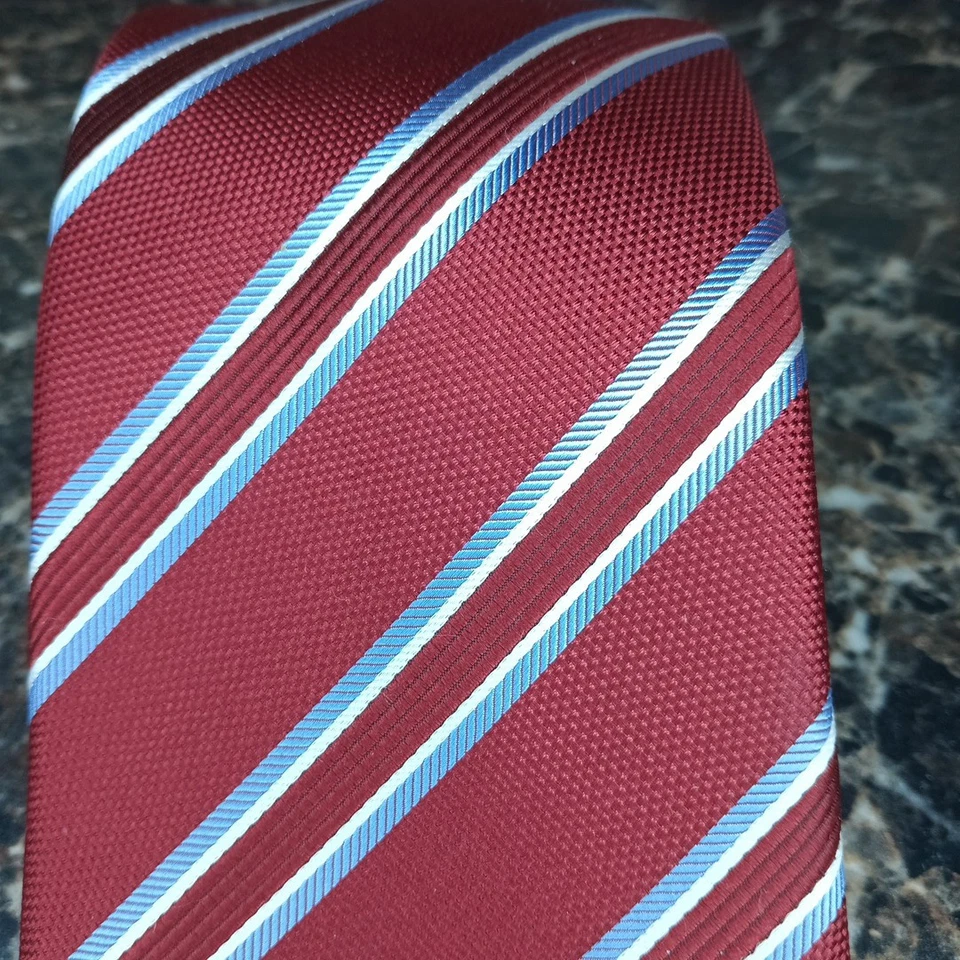 Галстук мужской Hathaway красный белый синий ручной работы 100% шелк 61 дюйм REPP сделано в Китае - Изображение 3 из 4