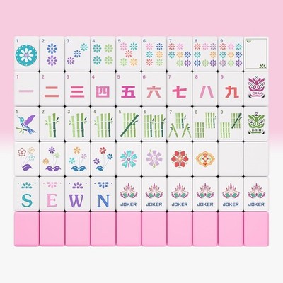 American Mahjong Set Pink 160 Engraved Tiles Travel Game Kit