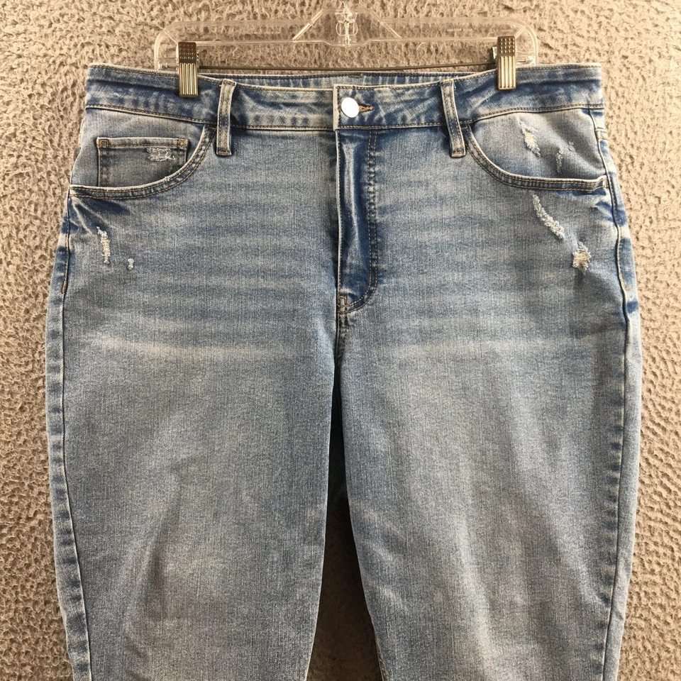 Ava & Viv Jeans Womens 18 Blue Stretch Distressed High Rise Skinny Zip Fly Denim - Image 2 of 4