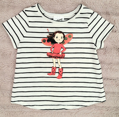   Ladybug Girl 12m Black/ White Striped Short-Sleeved Tee Storybook Character 