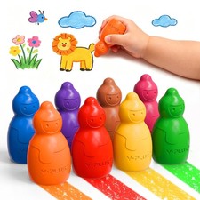 Jumbo Crayons for Toddlers 13, 8 Colors NonToxic Washable Art Crayons for Kid...