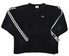 Vtg 90s Adidas Black 3 Stripes Logo Cotton Sweatshirt Crewneck Large