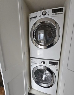 #ad LG Stackable Front Loading Electric Washer amp; Dryer Set White Door Window $350.00