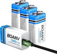 9V Akku Block Wiederaufladbare, 1300Mah 9V Lithium-Ionen Batterie, Micro Usb Lad