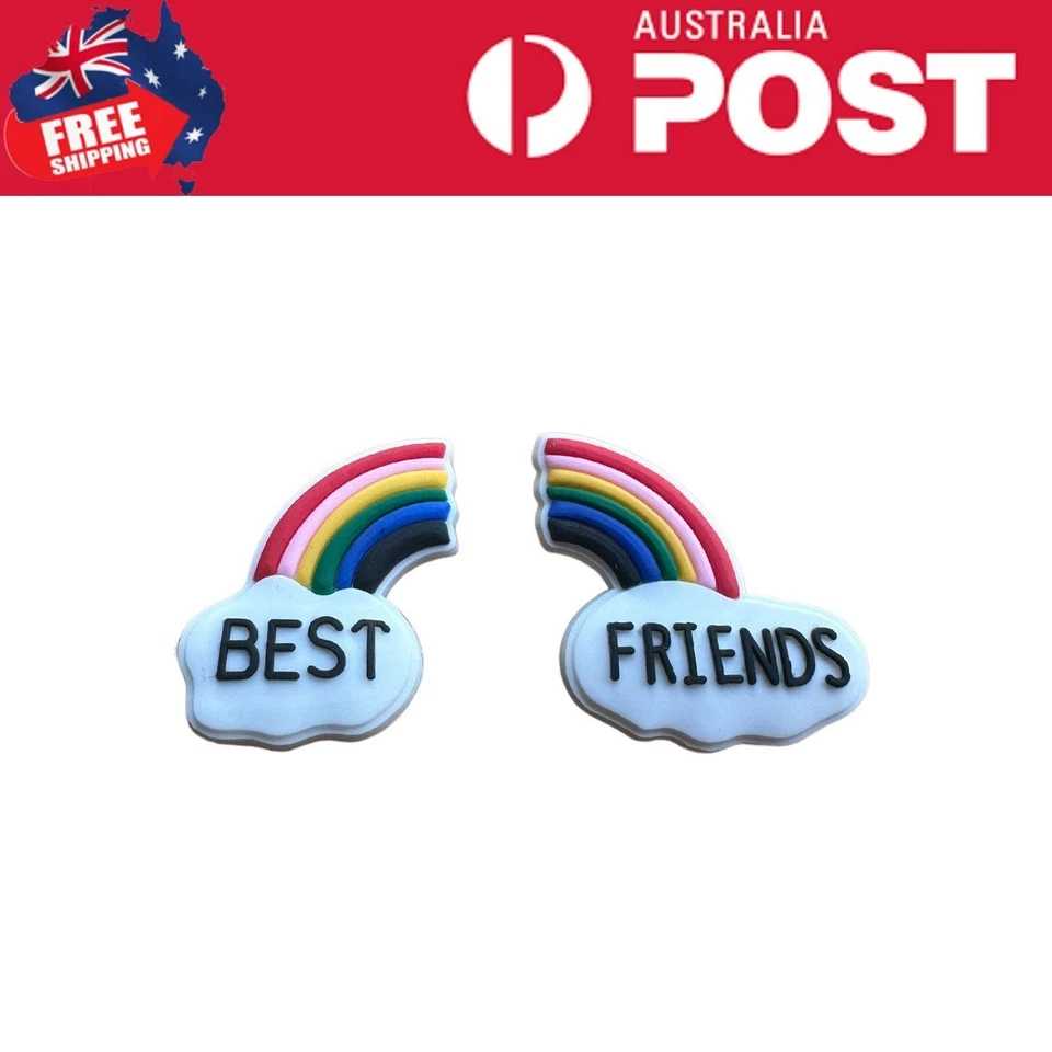 2pcs Best Friends Rainbow Fun Shoe Charms Jibbitz