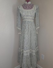 Gunne Sax by Jessica Vintage 1970s Victorian Maxi Dress Floral Lace Cottagecore