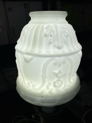 Glass Light Shade Antique Milk Glass White 2 1/8'' Fitter Embossed