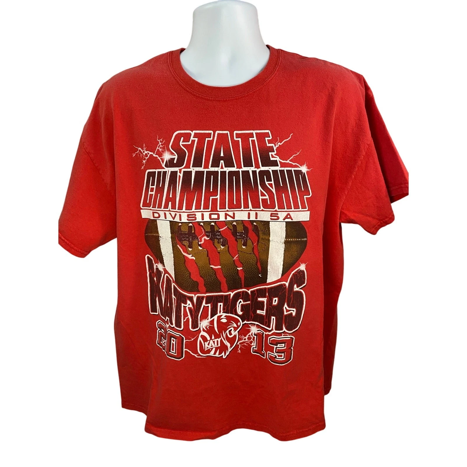 Katy Tigers 2013 State Championship T-Shirt Men’s Size XL Red Division II 5A