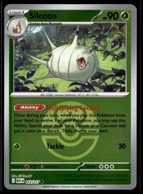 Silcoon (Love Ball) 012/217 Common Ascended Heroes Pokemon Reverse Holo NM