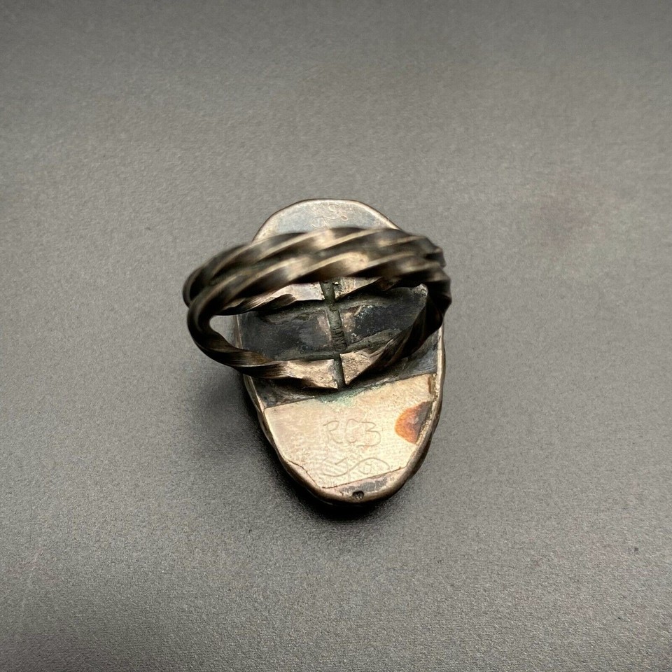 Vintage Navajo Native Pawn Silver Coral Ring Size 6.5 | eBay