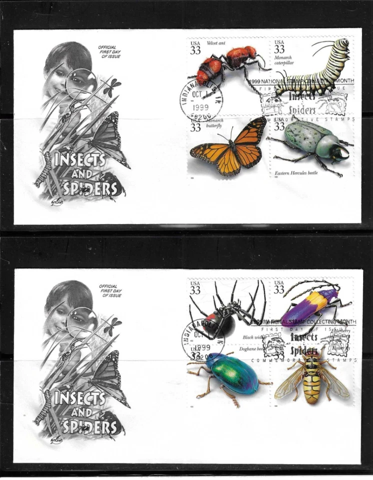 USA SC # 3351a-3351t Insects & Spiders FDC. Artcraft Cachet - Image 2 of 3