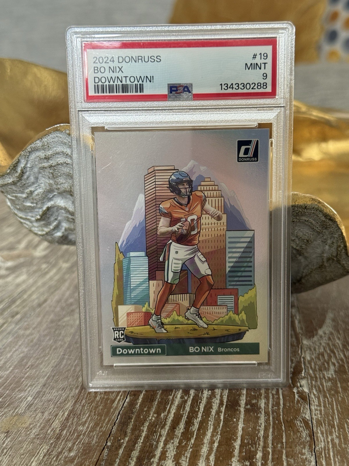 2024 Panini Donruss Downtown Bo Nix #19 PSA 9 Rookie Denver Broncos