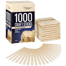1000 Wood Craft Sticks Popsicle Tongue Depressors Ice Cream Crafting