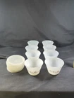 8 set Vintage Termocrisa Dynaware Milk Glass Brown Daisy Custard Bowls W Lids